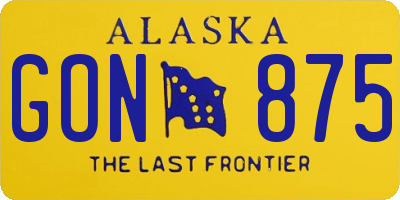 AK license plate GON875