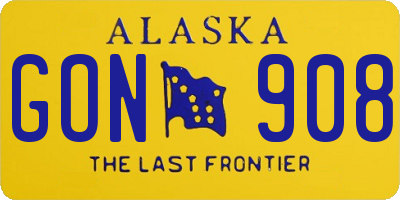 AK license plate GON908
