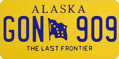 AK license plate GON909