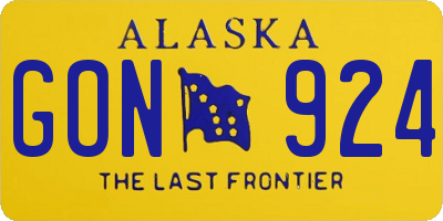 AK license plate GON924