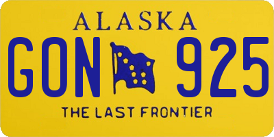 AK license plate GON925