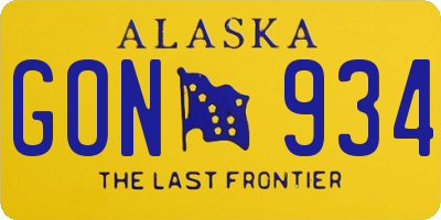 AK license plate GON934