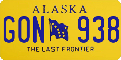 AK license plate GON938