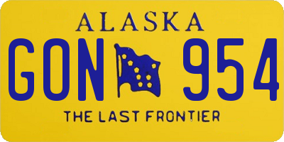 AK license plate GON954