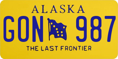 AK license plate GON987