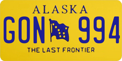 AK license plate GON994