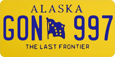 AK license plate GON997