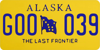 AK license plate GOO039