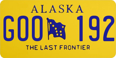 AK license plate GOO192