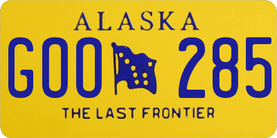 AK license plate GOO285