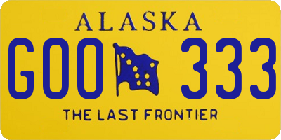 AK license plate GOO333