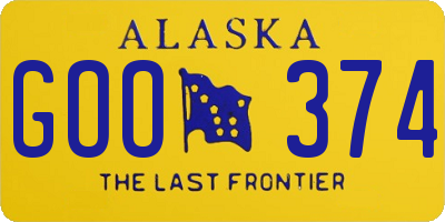 AK license plate GOO374
