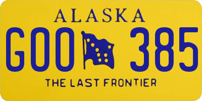AK license plate GOO385