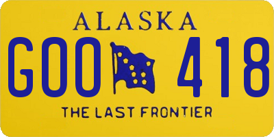 AK license plate GOO418
