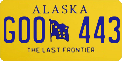 AK license plate GOO443