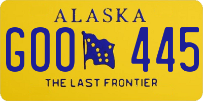 AK license plate GOO445