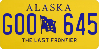AK license plate GOO645