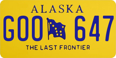 AK license plate GOO647