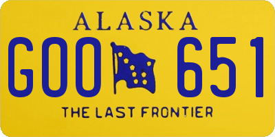 AK license plate GOO651