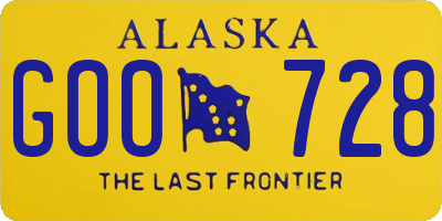 AK license plate GOO728