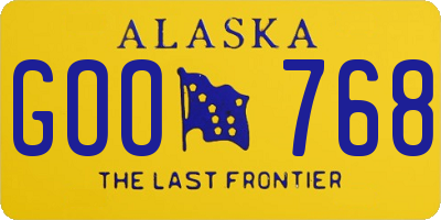 AK license plate GOO768