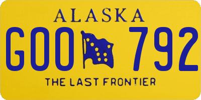 AK license plate GOO792
