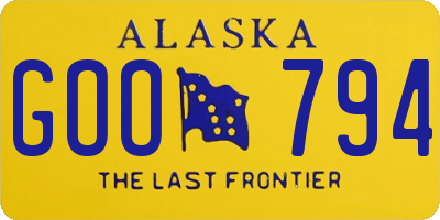 AK license plate GOO794