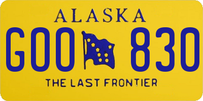 AK license plate GOO830