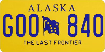 AK license plate GOO840