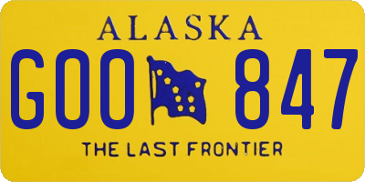 AK license plate GOO847