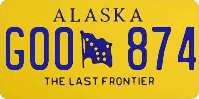 AK license plate GOO874