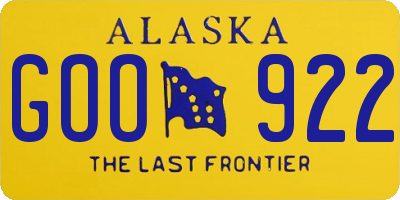 AK license plate GOO922