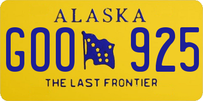 AK license plate GOO925