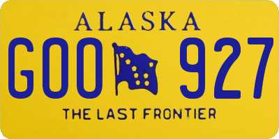 AK license plate GOO927