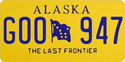 AK license plate GOO947