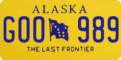 AK license plate GOO989