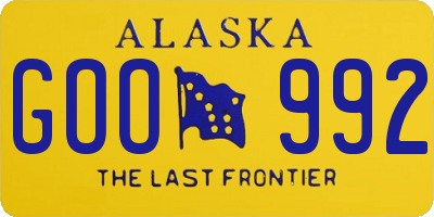 AK license plate GOO992