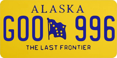 AK license plate GOO996
