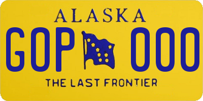 AK license plate GOP000