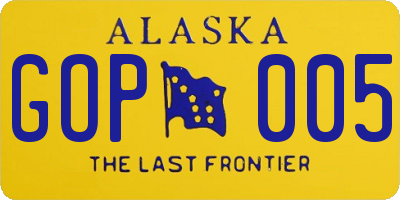 AK license plate GOP005