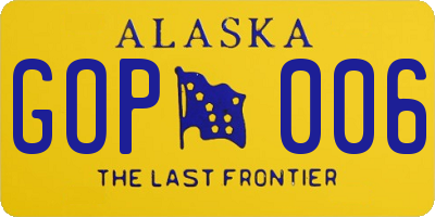 AK license plate GOP006