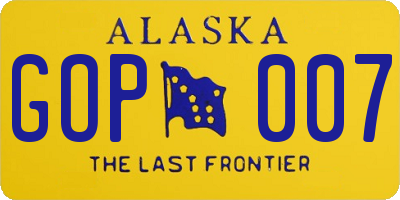 AK license plate GOP007