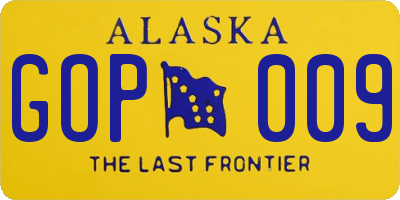 AK license plate GOP009