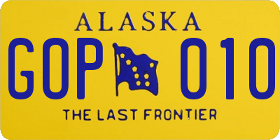 AK license plate GOP010