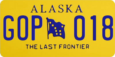 AK license plate GOP018