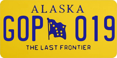 AK license plate GOP019