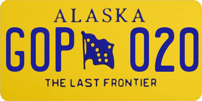 AK license plate GOP020