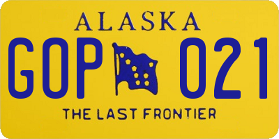 AK license plate GOP021