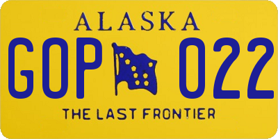 AK license plate GOP022