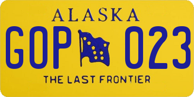 AK license plate GOP023